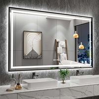 Miroir de salle de bain intelligent à LED avec fonction anti-buée, miroir décoratif pour lavabo de salle de bain avec trois couleurs de lumière