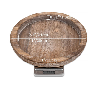 Plateau rond en bois de paulownia naturel, plateau de service en bois de style vintage pour la maison, la cuisine et le restaurant - Product Image 1