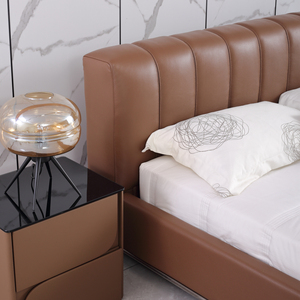 Lit de chambre à coucher de luxe 2025 moderne lit en cuir meubles de chambre à coucher dortoir lit de couple - Product Image 2