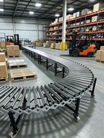 Transportador de Rodillos Telescópico Portátil de Carga Pesada, Transportador Flexible Curvo y Expandible con Ruedas con Frenos