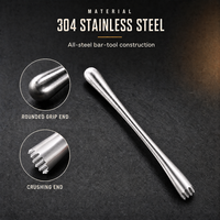 Cuillère à glace en acier inoxydable 304, pilon à cocktail, pilon à fruits, outil moderne et minimaliste pour salon de thé, usage domestique