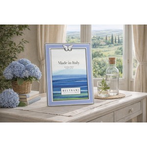 Beltrami Photo <b>Frame</b> <b>4x6</b> Silver Plated Metal <b>Frame</b> With Butterfly Decor Made In Italy - Product Image 3