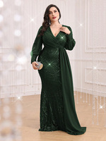 Robe longue élégante et sexy à col en V plongeant et à paillettes pour femmes, robe de soirée de luxe musulmane, jalabiya islamique avec traîne fluide