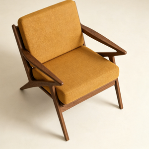 <span class=keywords><strong>Fauteuil</strong></span> en bois de noyer de style moderne du milieu du siècle avec coussin en tissu <span class=keywords><strong>jaune</strong></span>, <span class=keywords><strong>fauteuil</strong></span> d'appoint pour salon, hôtel, bureau à domicile - Product Image 6