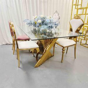 Tavolo Hotel nuziale con Base speciale <span class=keywords><strong>in</strong></span> acciaio inossidabile trasparente <span class=keywords><strong>in</strong></span> <span class=keywords><strong>vetro</strong></span> temperato di lusso - Product Image 3