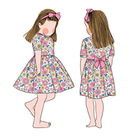 Robe d'été pour filles Little Glow Kids, imprimé floral, nœud mignon, manches courtes, en fibre de protéines de lait, pour enfants