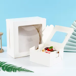 3X3 9x9 Flexbox ayarlanabilir beyaz ve altın mat ekmek kutuları kek özel 20x7x4 pencere beyaz 1 inç derin