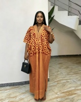 Robe longue décontractée et ample en polyester respirant pour femme, style ethnique africain imprimé Bubu, idéale pour les fêtes d'été, avec manches longues, pour maman