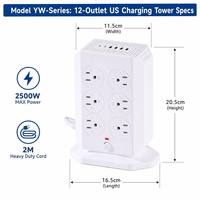Vente en gros CJYW – Station de charge verticale à 6 prises US avec logo personnalisé, 4 ports USB-A et 2 ports USB-C haute vitesse