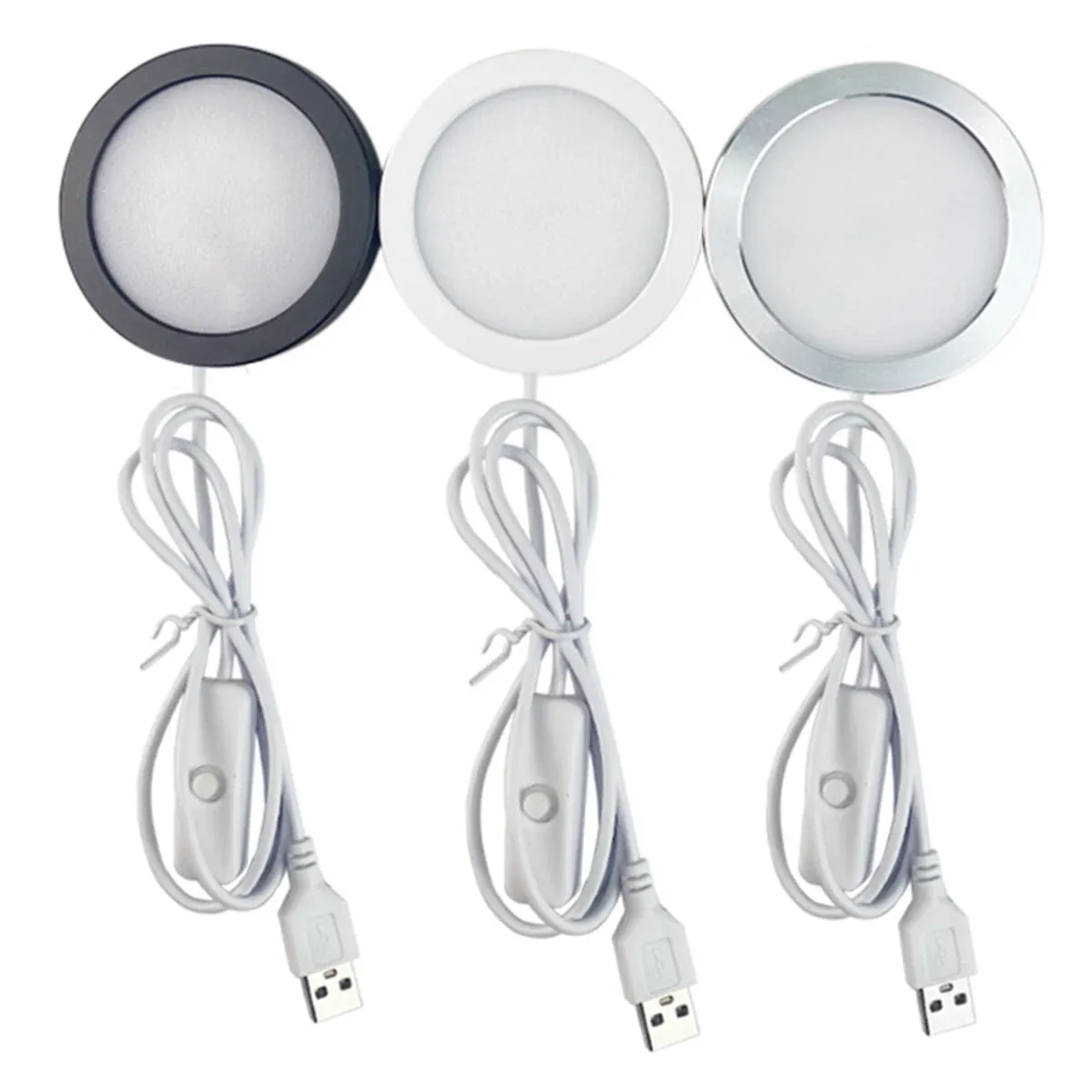 USB LED Cabinet Light SMD2835 with Switch 5V Cable Under Lights Cool Warm Neutral White Ceiling Spot Lamp Surface Mounted 3Watts