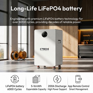 Batterie lithium-ion CTECHI 10 kVA 10 kW 10 kWh 51,2 V 200 Ah, batteries solaires lithium 48 V, système de stockage d'énergie solaire au lithium - Product Image 2