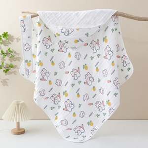 Serviettes de bain à capuche pour enfants en gaze de coton pur haute densité, couverture universelle quatre saisons - Product Image 5