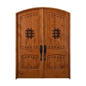 Front türen gepanzerte tür design outdoor holz tor Wrought Iron Wine Cellar Security Double Wood Door