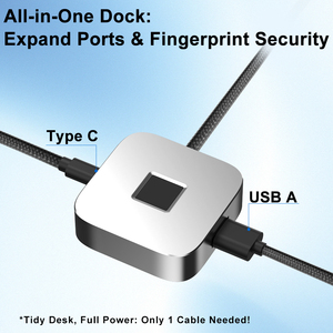 Concentrador de escritorio USB 3,0 con lector de huellas dactilares de identificación táctil, inicio de sesión rápido seguro para <span class=keywords><strong>PC</strong></span>/Mac, dispositivos USB multipuerto para uso en la Oficina y el hogar - Product Image 3