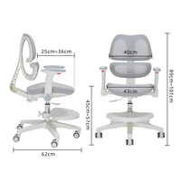 Chaise ergonomique en maille pour enfants avec dossier adaptatif à double aile et roulettes à verrouillage par gravité pour coin d'apprentissage et bureau à domicile