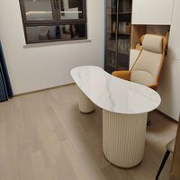 Chaise de bureau de salon de beauté de style bois moderne simple, table de consultation médicale avec panneau de détection de la peau pour salle de consultation de beauté