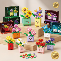 Mini-Plante en Pot Blocs de Construction Jouet DIY Ensemble d'Assemblage de Pot de Fleurs pour Enfants Décoration de Bureau et Maison Cadeau Promotionnel en Gros