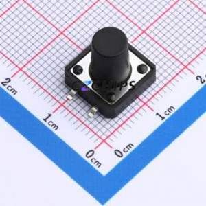 TS016-TBW1EH12.5 Tactile Switch SMD-4P,12x12mm Switch Single Pole Single Throw Round Button 1.8N Vertical Mount - Product Image 1