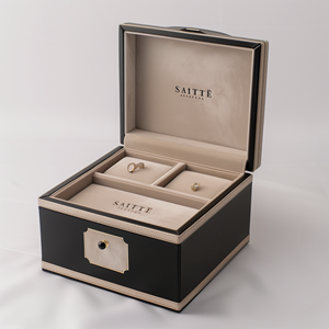 Изготовленный на заказ логотип Высококачественная шкатулка для ювелирных изделий кожаное кольцо коробка свадебные серьги браслет ожерелье Роскошная искусственная кожа коробка для ювелирных изделий упаковка - Product Image 3