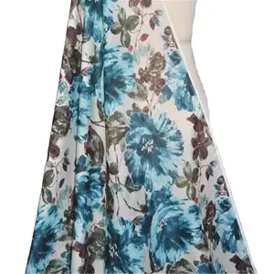 Fashion Competitive Price Floral Printed Flower Art Silk Cotton Fabric for Female Summer Elegant Skirt