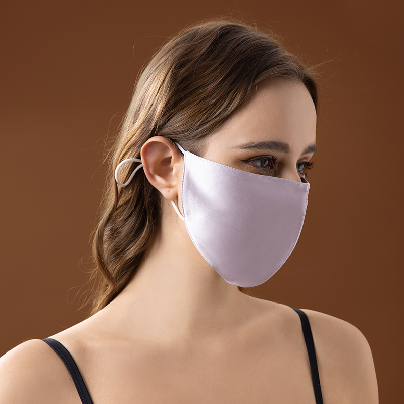 Couvre-visage en soie de mûrier violet clair 100%6A