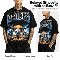 T-shirt graphique personnalisé pour homme, coupe ample, col rond, manches courtes, avec grande impression artistique pour le développement de la marque