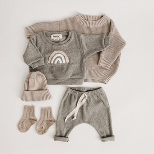 Cartoon <b>Rainbow</b> Kids Clothes Baby Sets Warm Winter Clothing Set Long Sleeve Baby Boys <b>Tops</b>+Pant Set - Product Image 3