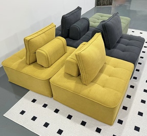 <span class=keywords><strong>Canapé</strong></span> Modulable Carré Moderne 3 Places <span class=keywords><strong>avec</strong></span> Rembourrage en Éponge Compressée et <span class=keywords><strong>Housse</strong></span> en Tissu, Fonction <span class=keywords><strong>Canapé</strong></span>-Lit - Product Image 2