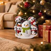 Figurine de Noël en résine Bonhomme de neige Pingouin avec écharpe et carotte, style Kawaii, pour centre de table, bureau, cheminée, décoration de fêtes d'hiver