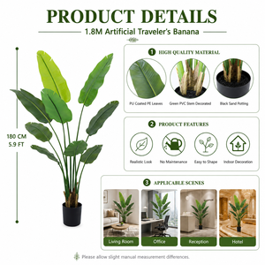 Arbre artificiel Strelitzia Hyper-réaliste, Arbre du <span class=keywords><strong>paradis</strong></span>, Haute qualité, 180 cm, Résistant aux UV, Emballage KD, Luxe, Pour aménagement paysager, Anniversaire - Product Image 4