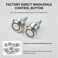 Interrupteur à bouton-poussoir LED haute intensité 12 mm 10 A, étanche IP67, en acier inoxydable, 24 V, éclairé, anti-vandalisme