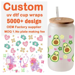 Envolturas de taza personalizadas transferencias Día de la madre uvdtf listo para enviar envolturas de taza pegatinas de transferencia UV DTF envolturas de taza