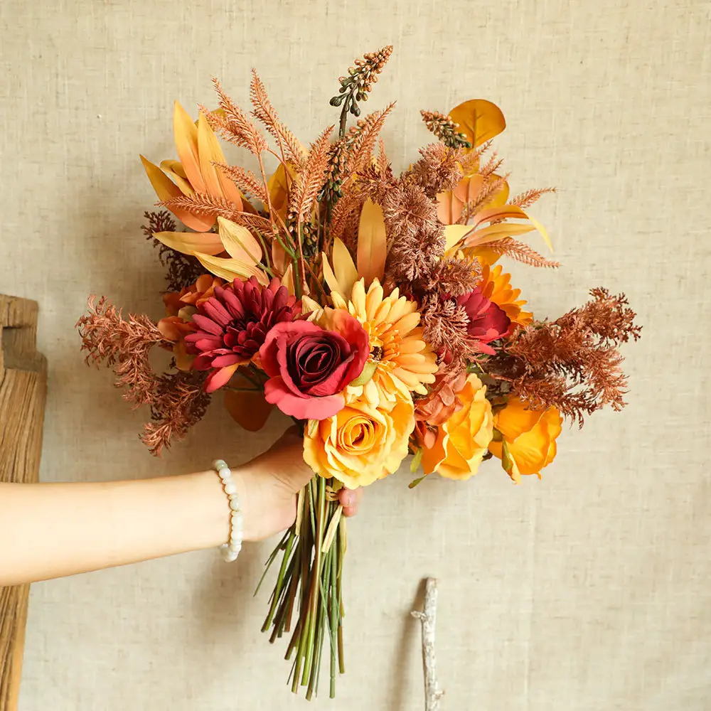 Natudecorative dekoratif çiçek üreticileri yeşil bitkiler toptan sonbahar renk buketleri düğün buket sınır ötesi