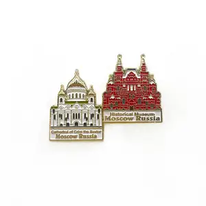 factory price high quality Russian Moscow metal badge with gold plating pin souvenirs gift