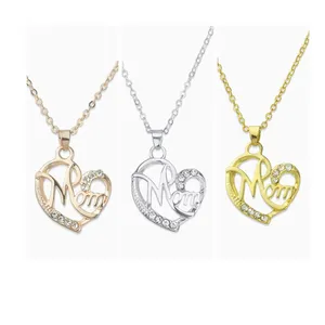 Mamma strass ciondolo a forma di cuore moda donna materna amore gioielli regalo di natale regalo della mamma oro argenteo rosa dorato