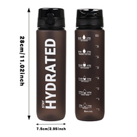 Bouteille d'eau de sport et de fitness en Tritan sans BPA de 1000 ml, avec marqueur de temps et pailles – Meilleure vente