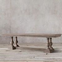 Table à manger carrée en bois massif pour 8 personnes, design français, style vintage, emballée avec du mousse et du bois, montage facile