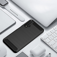 Étui en TPU Fibre de Carbone Brossée pour Nova 5 Pro 5i 5t 5z Anti-chute Antichoc Résistant à la Saleté avec Béquille pour Téléphone Portable
