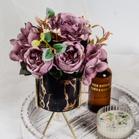 Dekorasi Meja Pot Bunga Simulasi Hydrangea Peony Gaya Vintage Plastik & Keramik Bunga Buatan VP-GZZK001