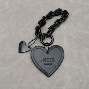 Customizable Wholesale Black and pink Heart-shaped Leather Ins Style Women's Style Acrylic <b>Key</b> <b>Chain</b> for Car Pendant Woman Gift - Product Image 5