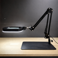 Lampe de bureau à LED avec loupe et pince, bras articulé réglable, grossissement 10X pour réparation, lecture et travaux de beauté