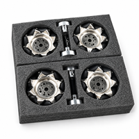Lot de 4 Roues Mecanum en Metal 76mm 3 Pouces avec Accouplements pour Chassis Robot ROS Omnidirectionnel