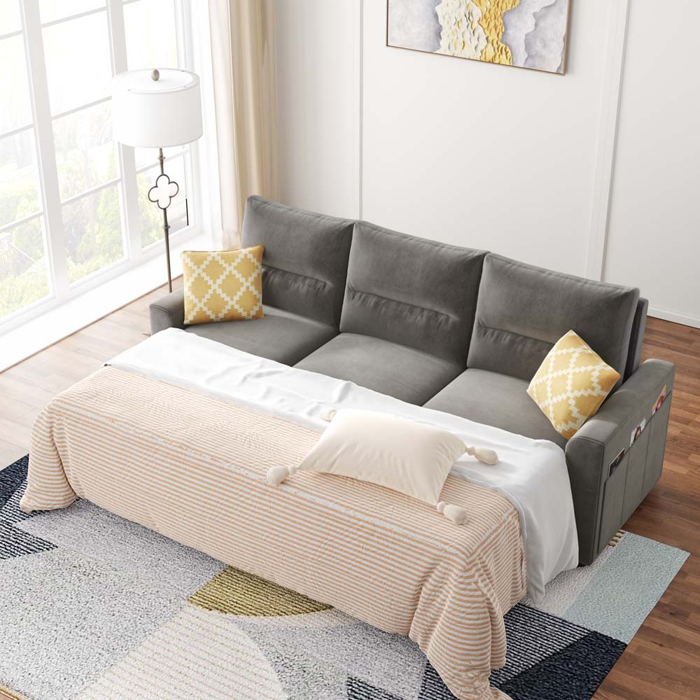 Liberty divano con pouf estraibile e schienali movibili in tessuto morbido impermeabile T02 grigio chiaro