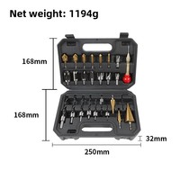 JUBOSHI – Kit de 26 forets à queue hexagonale, embouts coniques pour bois, poinçon de positionnement doré, outil de chanfreinage à cinq lames pour le travail du bois
