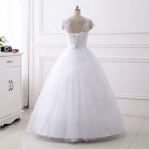 <span class=keywords><strong>Vestidos</strong></span> de Novia de Encaje Blanco Puro Sencillo con Mangas Cortas de Tul, Tallas Grandes, Vestido Formal Maxi, Tallas 2-26W, Gran Oferta <span class=keywords><strong>2021</strong></span> - Product Image 3