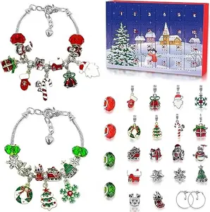 24 Days Christmas Gift Set for Girls Kids Teens Toddler Charm Beads and Bracelets Advent Calendar 2023 Countdown Calendar