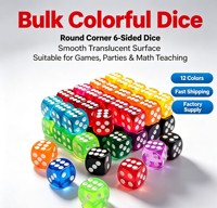 Rerdeim – Lot de 6 dés en acrylique, 16 mm, standard, 6 faces, colorés, pour jeux de société, apprentissage des mathématiques, utilisation en classe, 12 couleurs