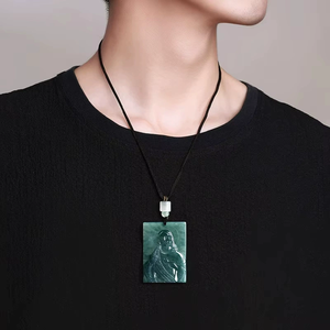 Pendentif en jade argenté authentique, ancien matériau, jadéite naturelle, Feicui, qualité A, eau bleue, type Maoqing, pour enfants, unisexe - Product Image 4