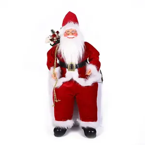 Papá Noel sentado de Navidad de 40cm con bolsa de regalo clásica, Colección tradicional de vacaciones de Navidad