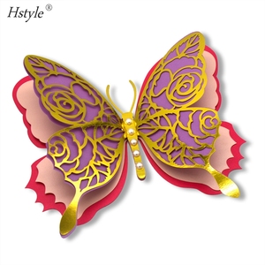 Autocollants muraux en forme de papillon 3D de grande taille, bricolage, 4 couches, murale de papillons, décoration murale pour mariage, festival, chambre de filles, SD088L - Product Image 1